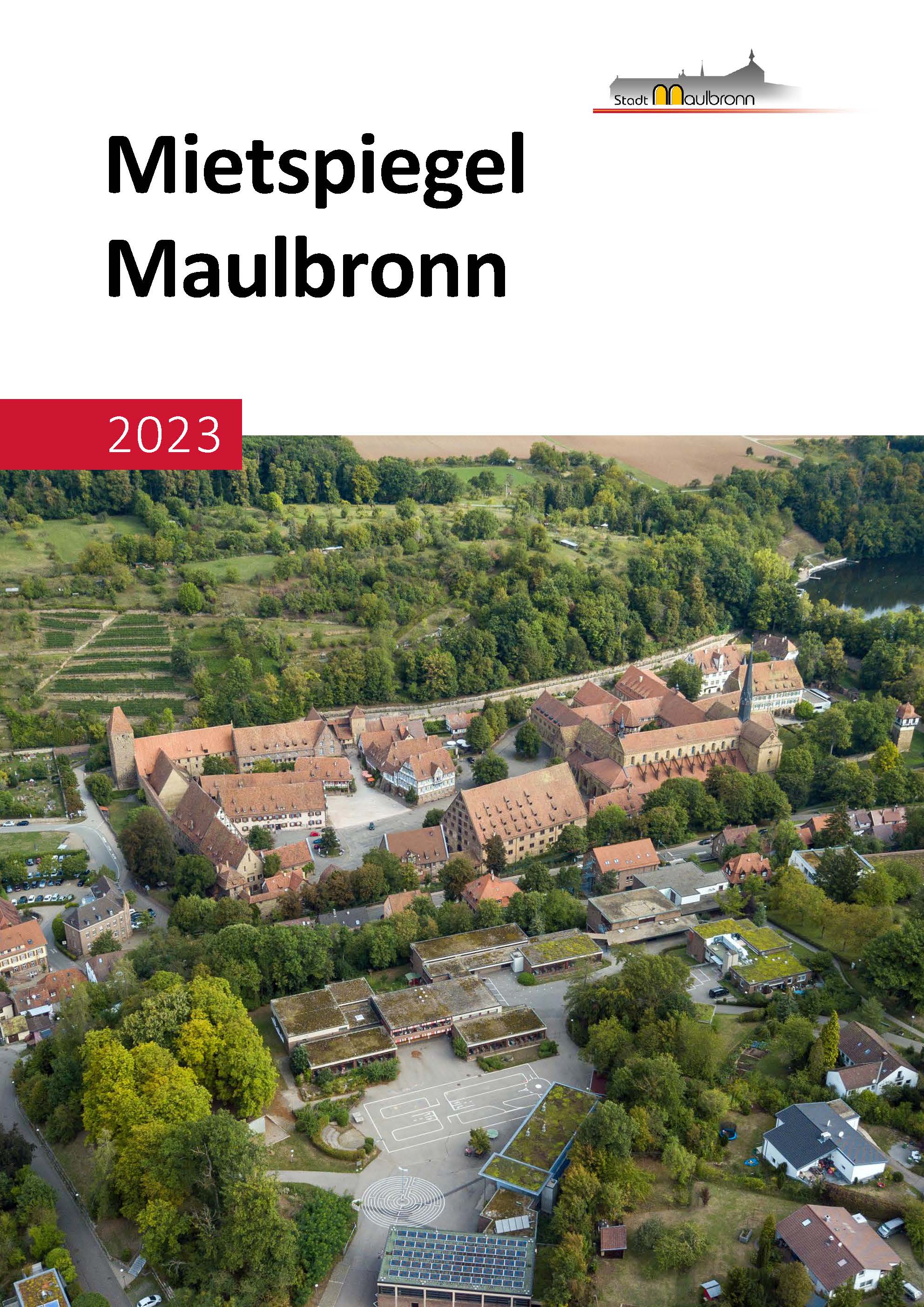 Luftbild der Stadt Maulbronn mit Titel Mietspiegel Maulbronn
